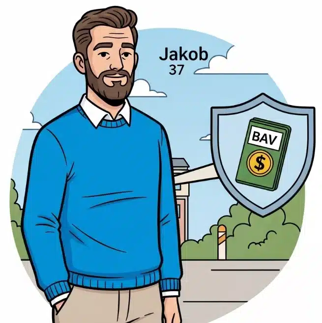 Die betriebliche Altersvorsorge (bAV) Jakob ist entspannt weil er abgesichert ist durch die bAV